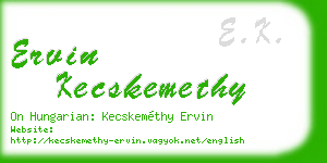 ervin kecskemethy business card